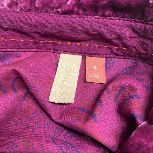Anthropologie Pilcro The Hadley Relaxed Crinkled Velvet Button-Front Shirt XL - Picture 8 of 11